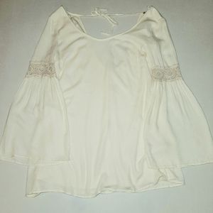 Cotton candy ivory bell sleeve crochet det…